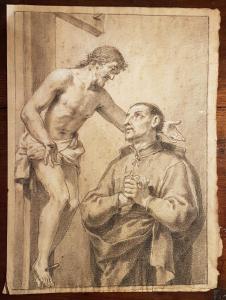 Santo Inácio de Loyola, desenho a lápis e bianco